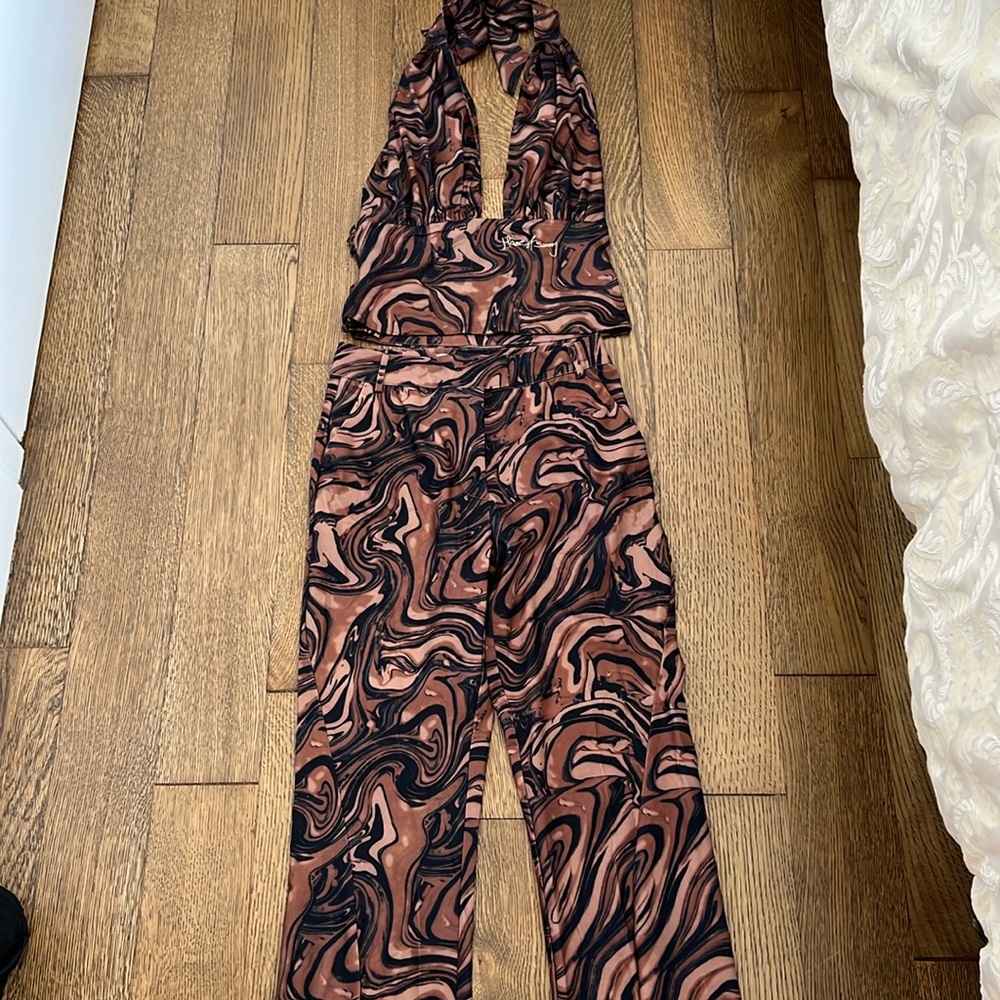 House of Sunny Brown Swirl Two Piece Set